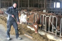 Landwirt bei der Stallbarbeit